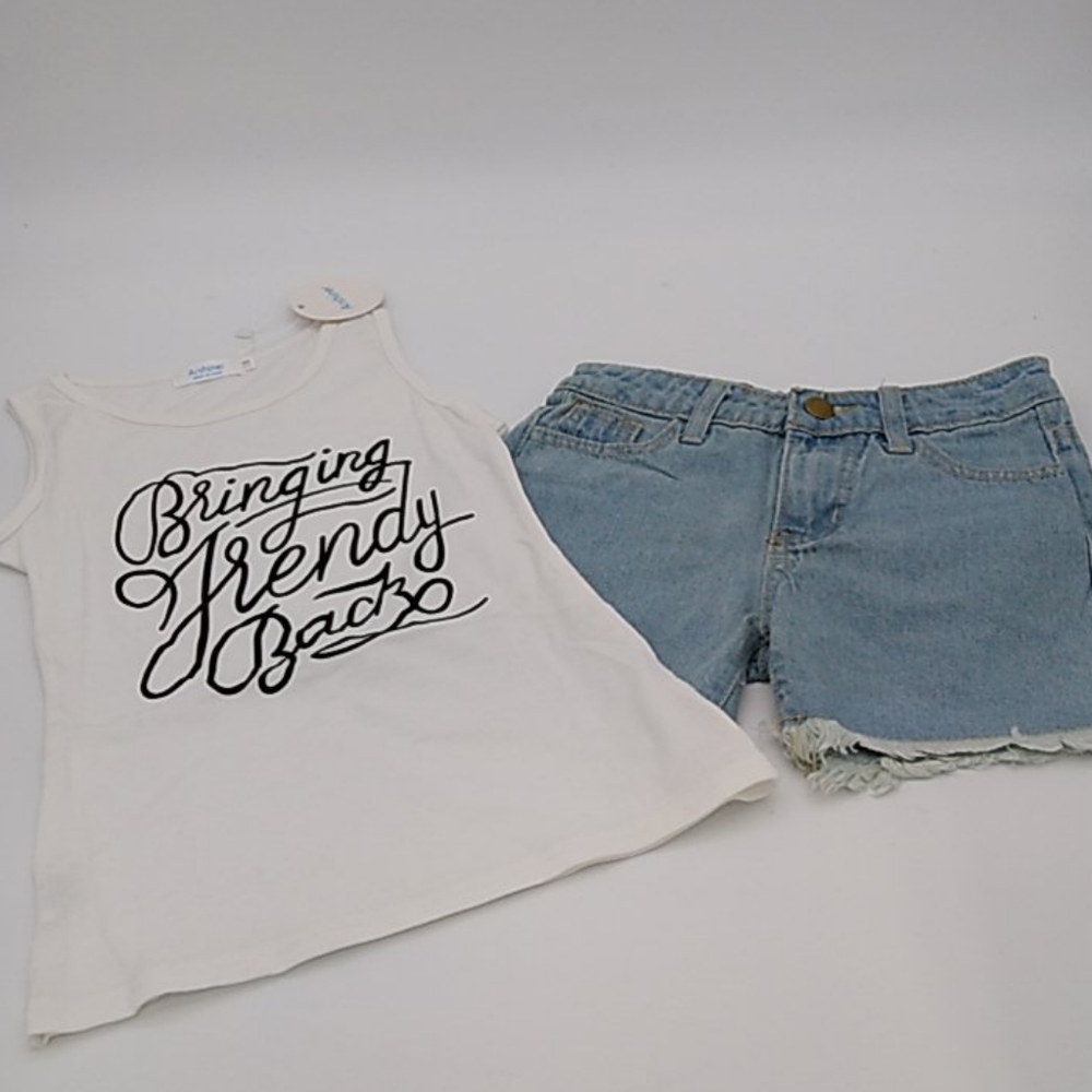 Girl's 2 Piece Jean Shorts Summer Outfit
